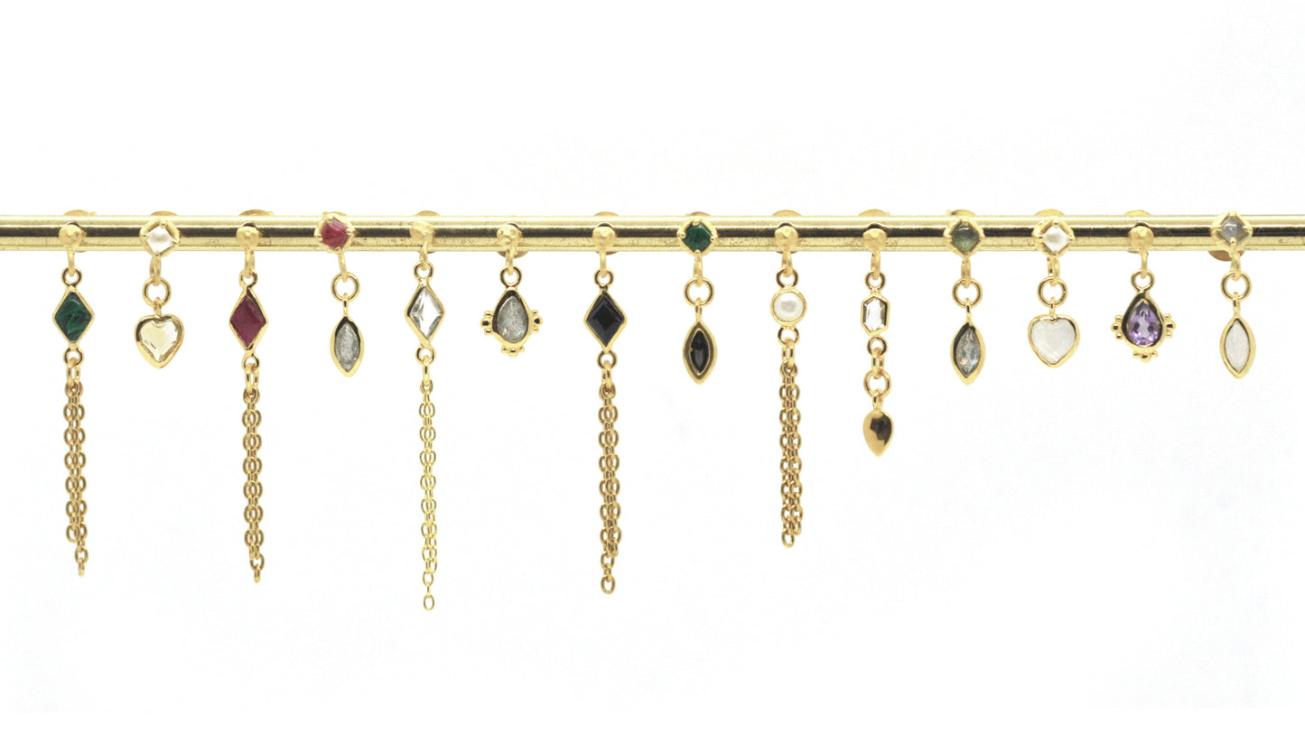 Drop stone set earring