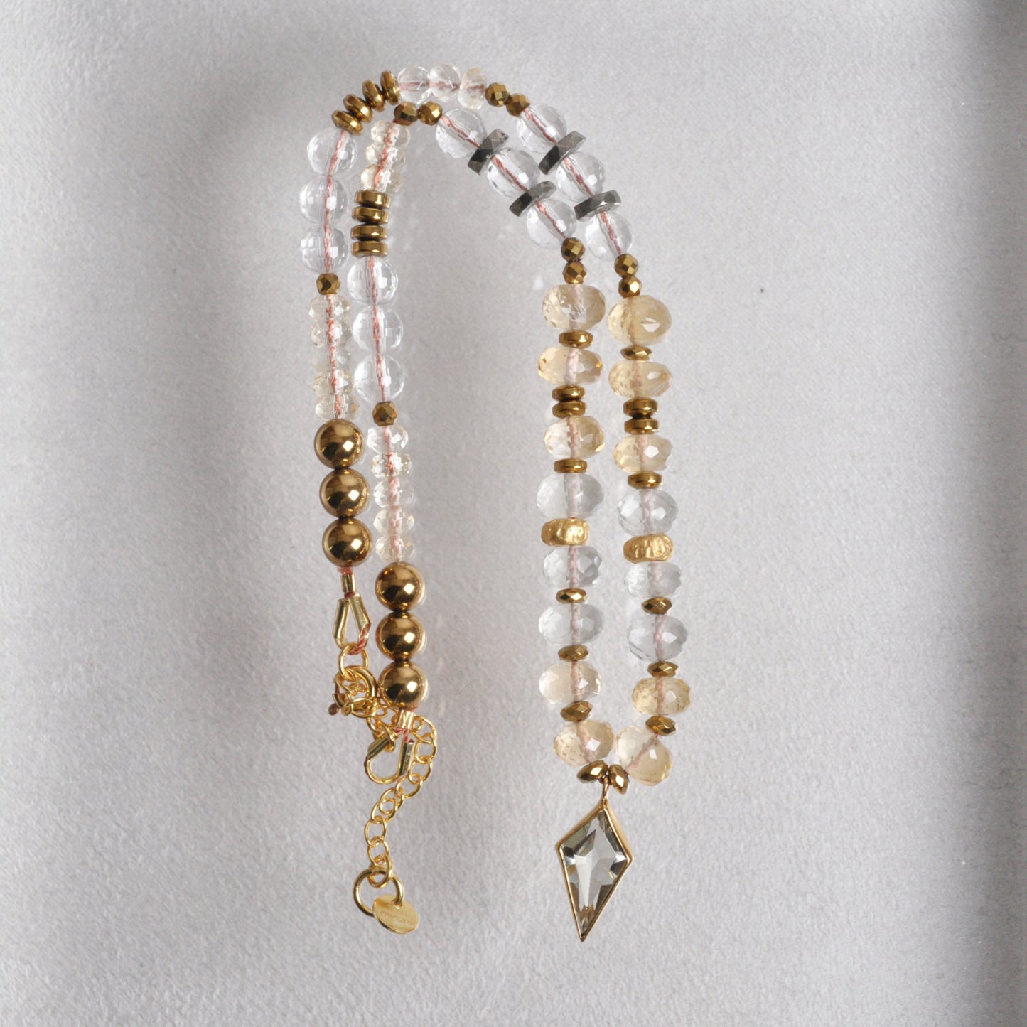 Collier CHUNKY Citrines et Améthystes vertes