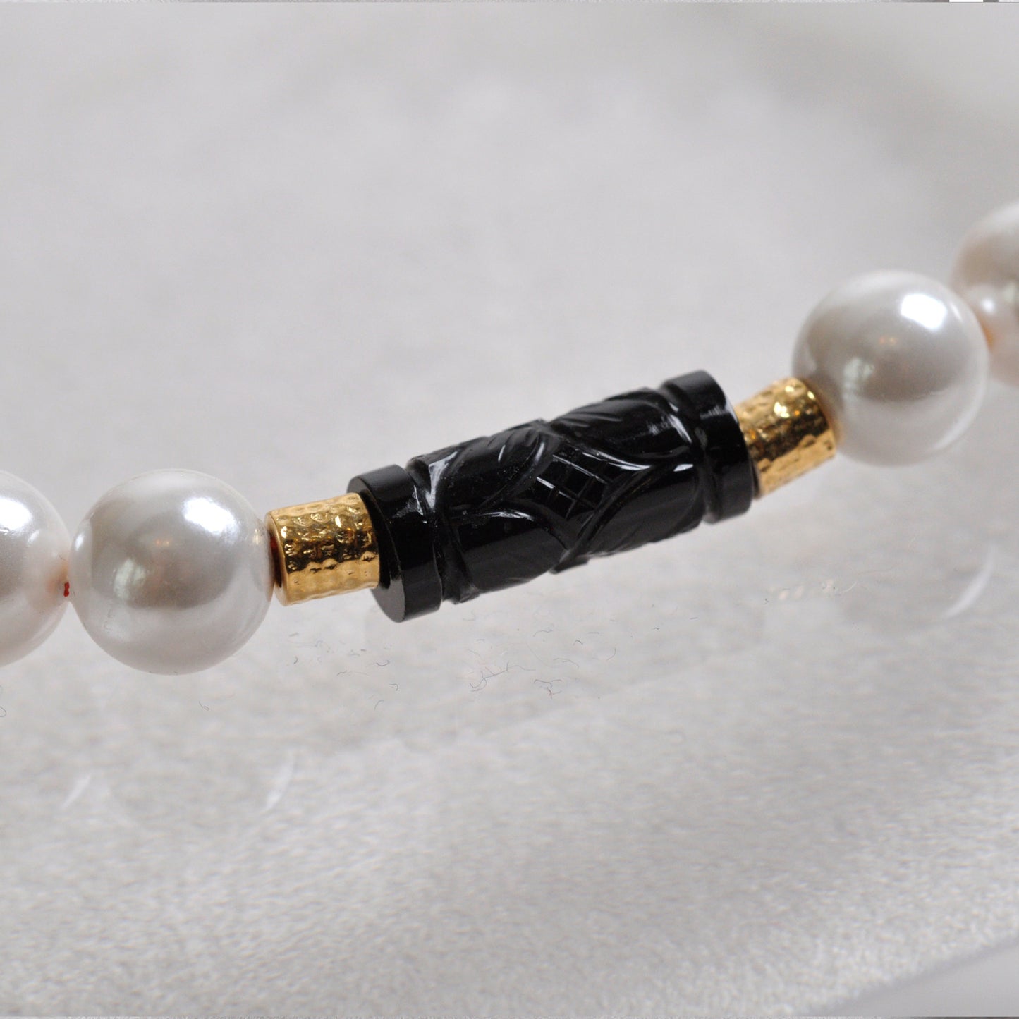 Collier CHUNKY Perles Onyx gravée