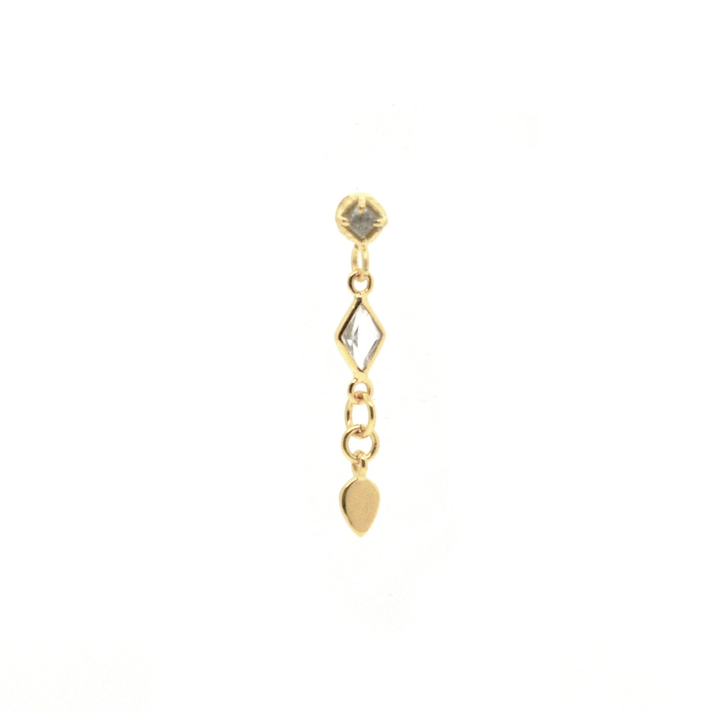 Boucle d'oreille pierre sertie Losange et Pampille