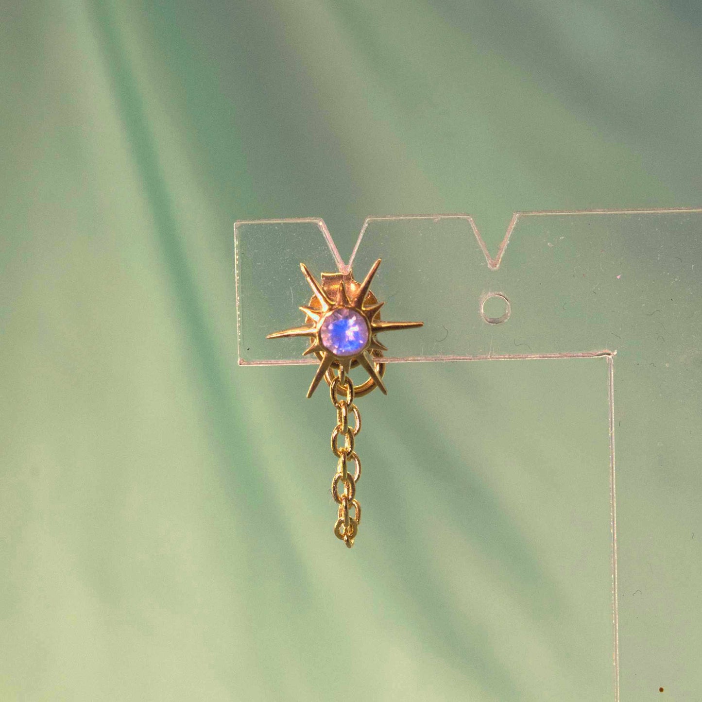 Boucle d'oreille SUN chaine en Pierre de Lune