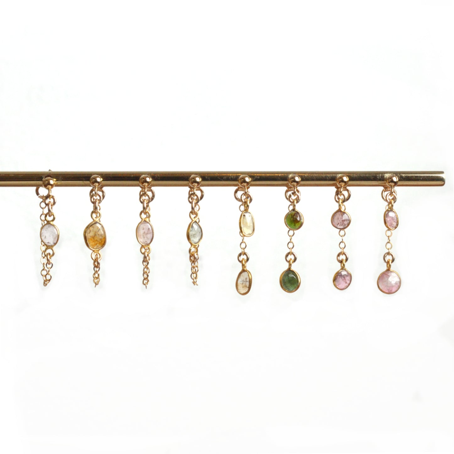 Boucle d'Oreille en Laiton Goldfiled Double Pendant