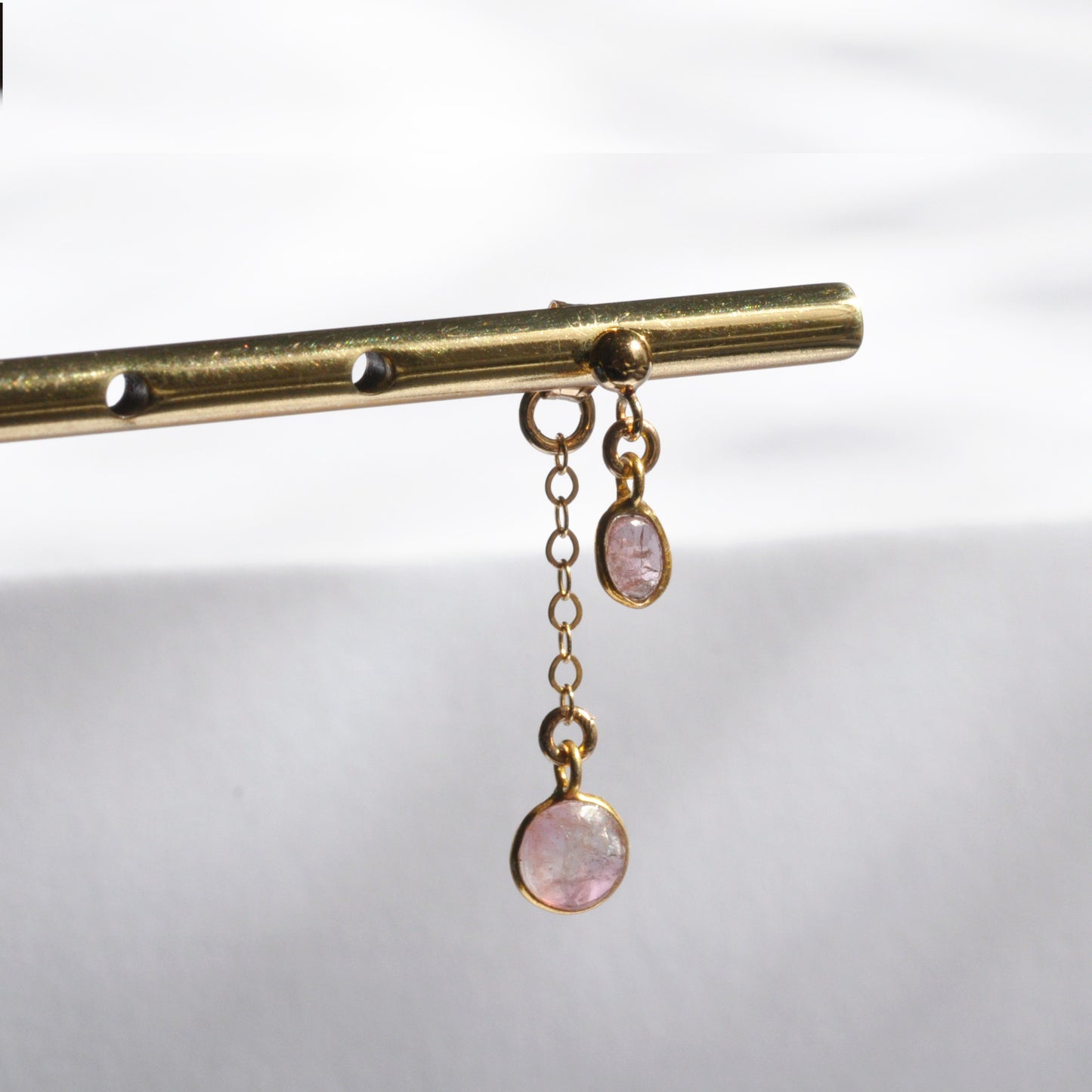 Boucle d'Oreille en Laiton Goldfiled Double Pendant