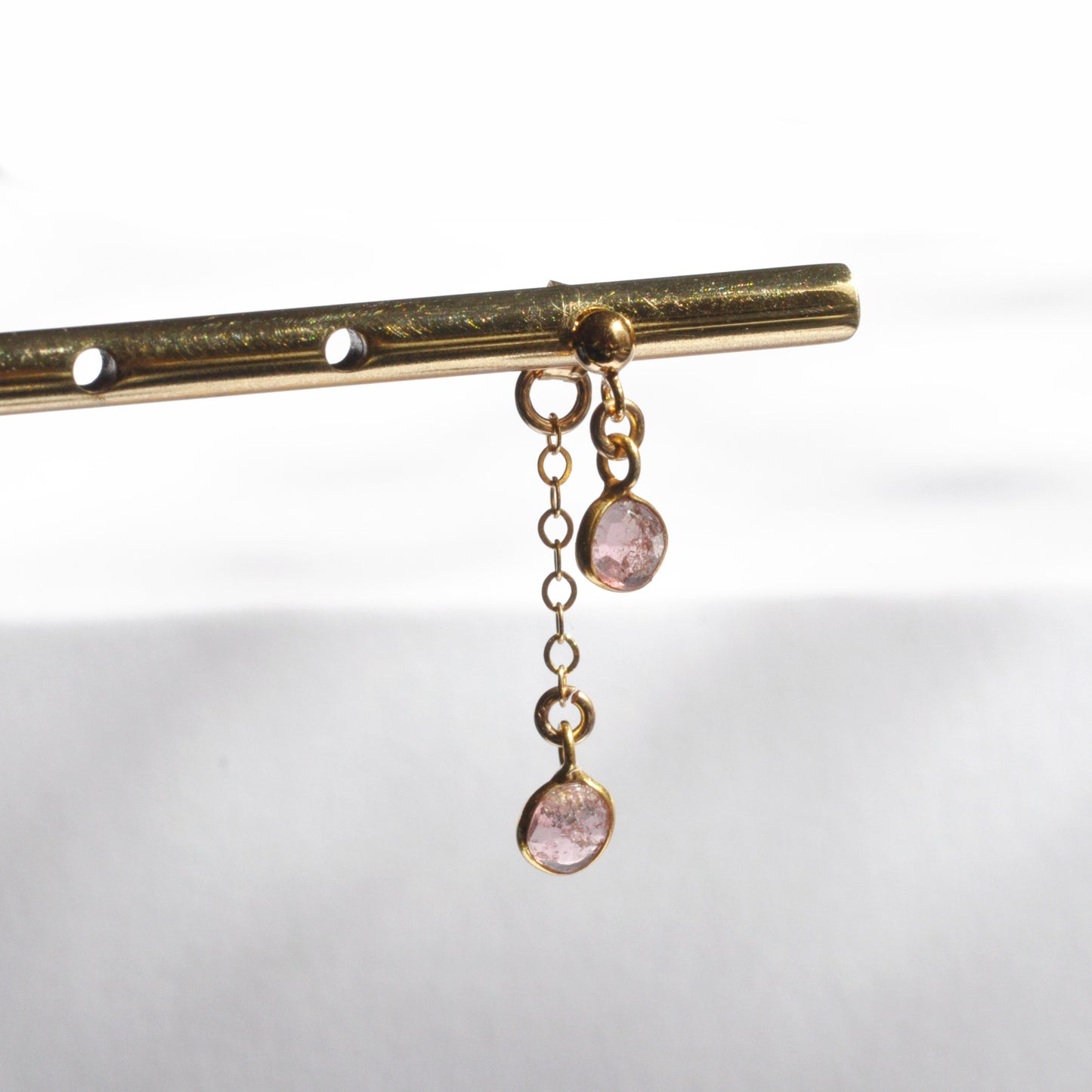 Boucle d'Oreille en Laiton Goldfiled Double Pendant