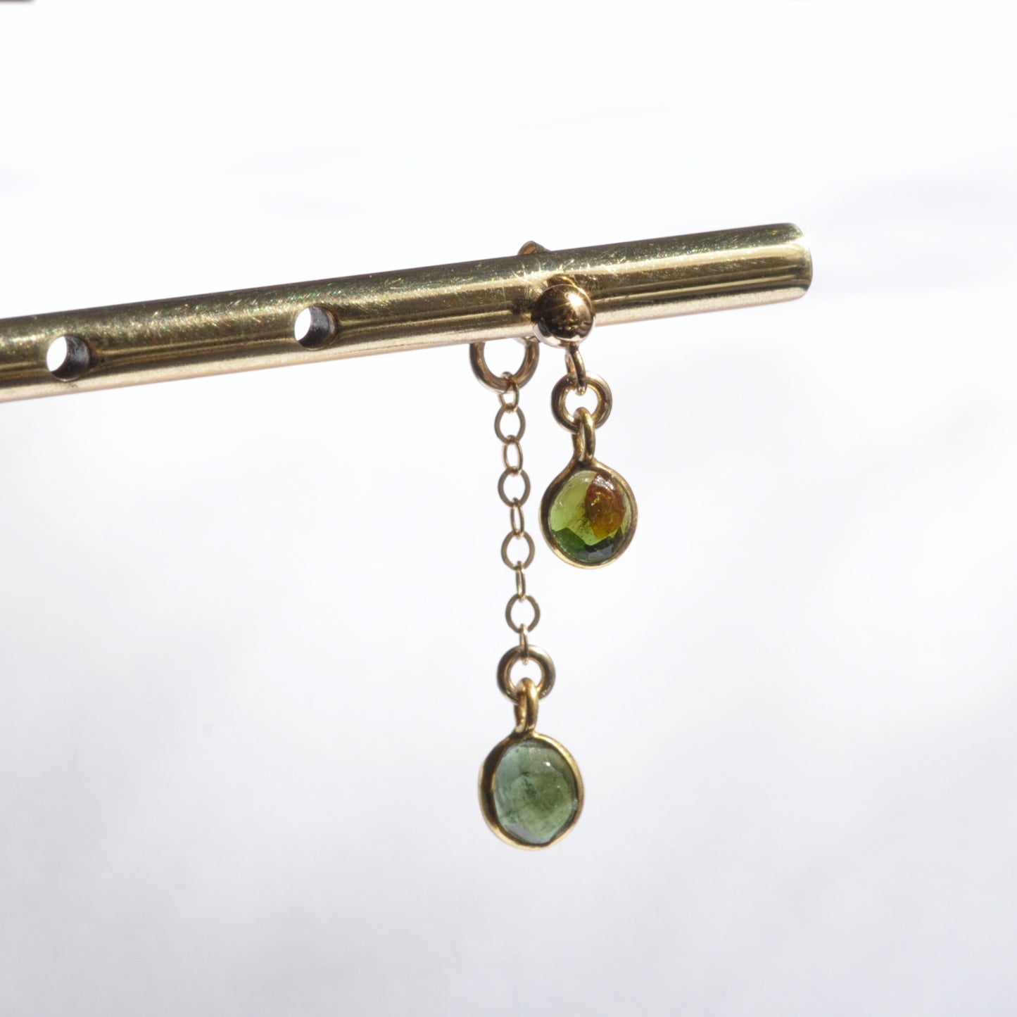 Boucle d'Oreille en Laiton Goldfiled Double Pendant