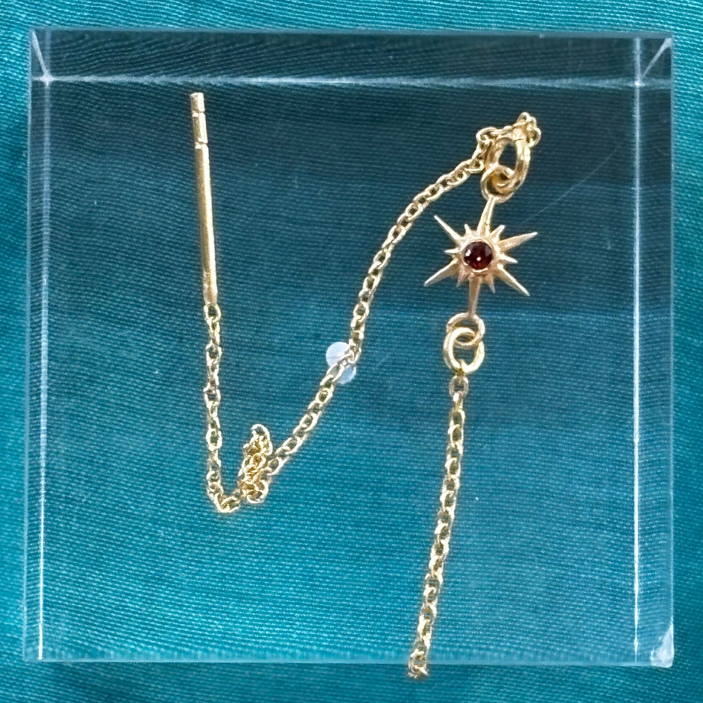 Boucle d'oreille Chaine à enfiler SUN Grenat