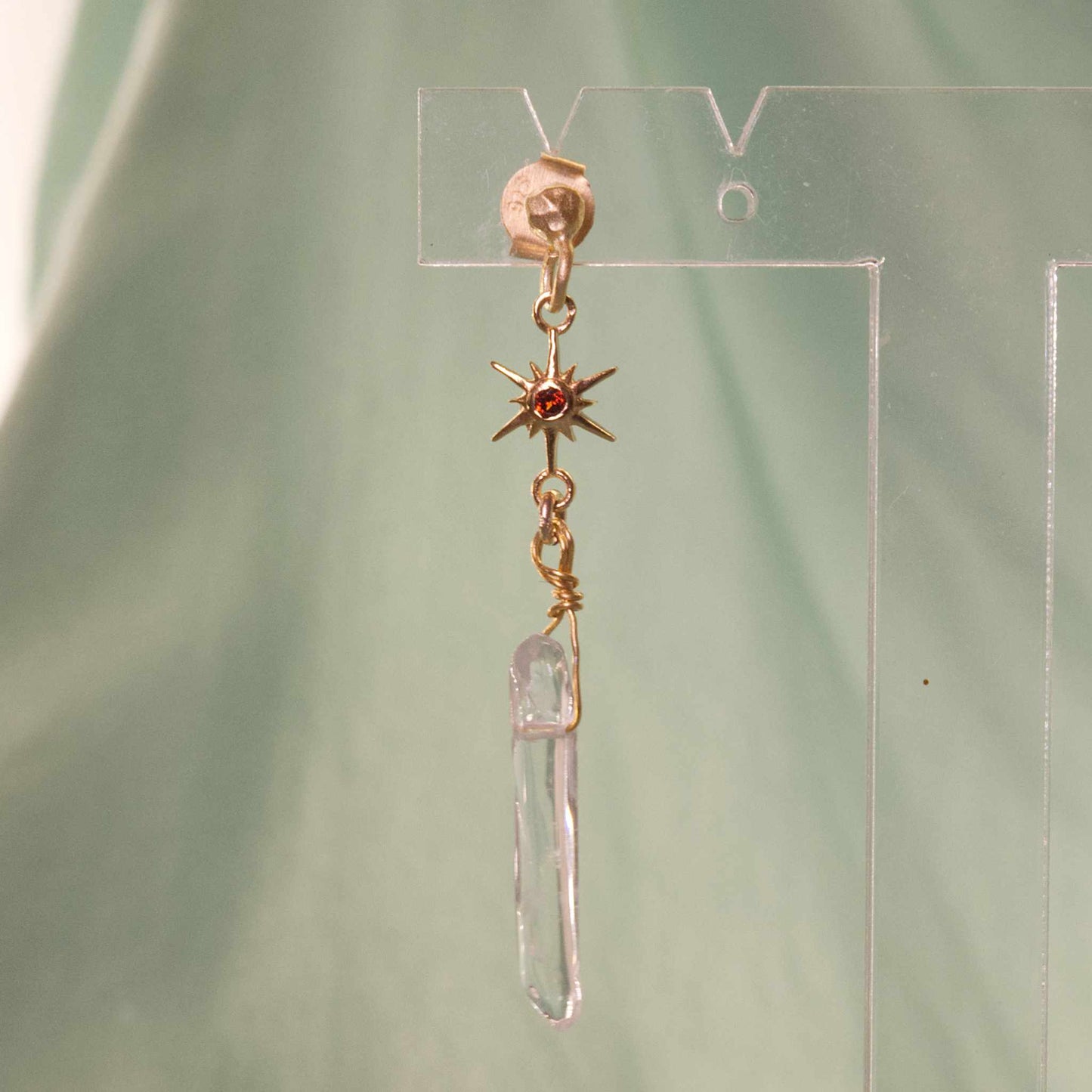 Boucle d'oreille SUN Connexion Brute Grenat