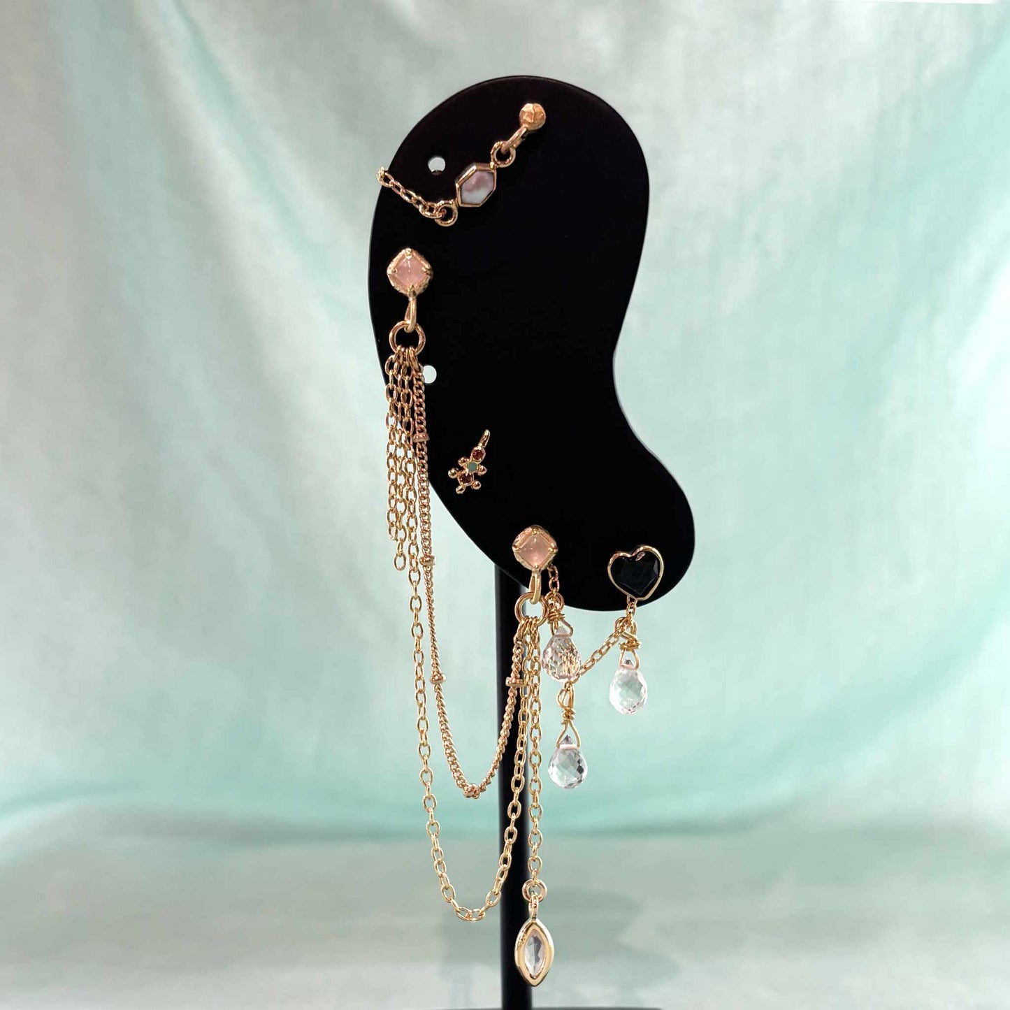 Grande chaine d'oreille avec 3 gouttes en Améthyste verte