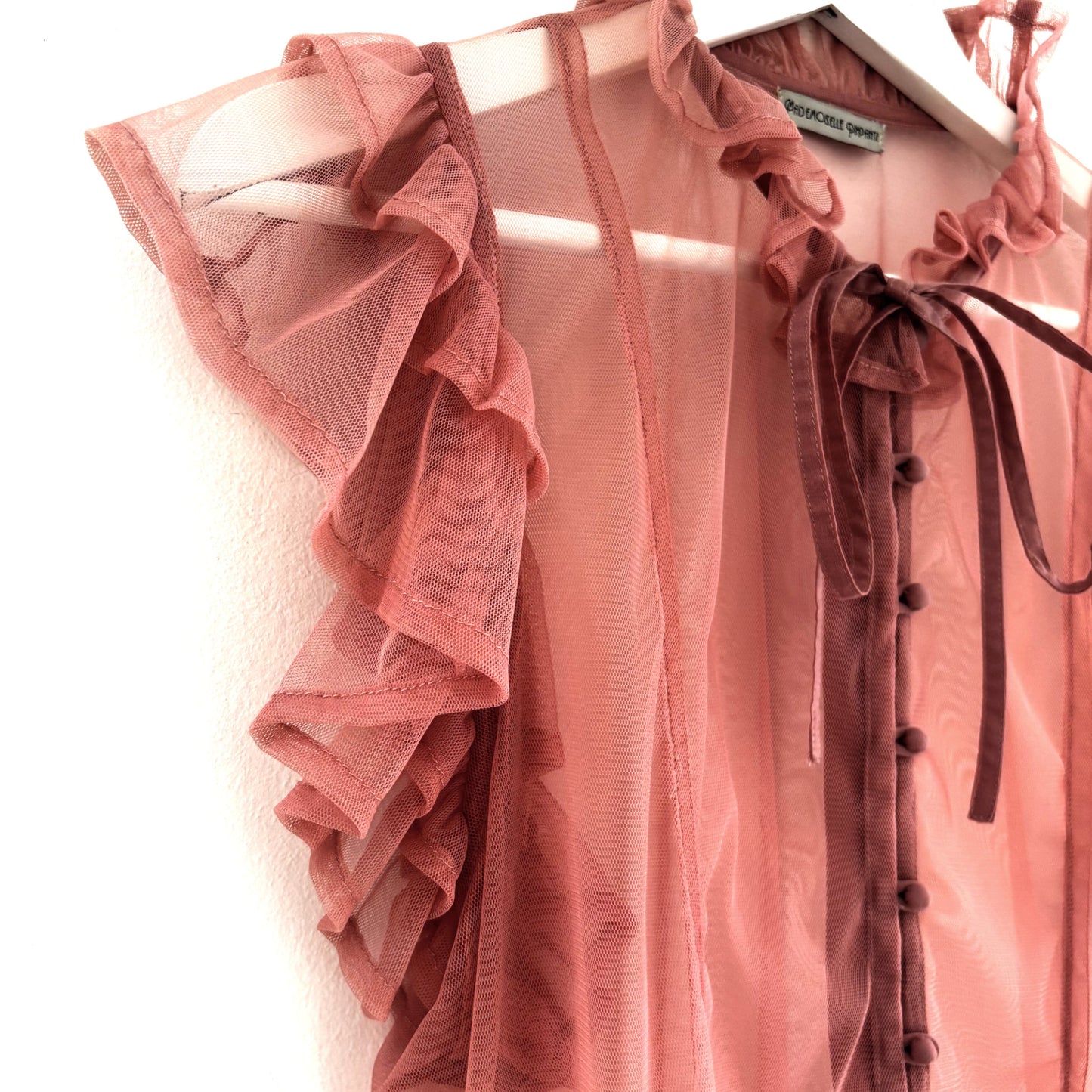 Chemisier PLUME Vieux rose en Résille