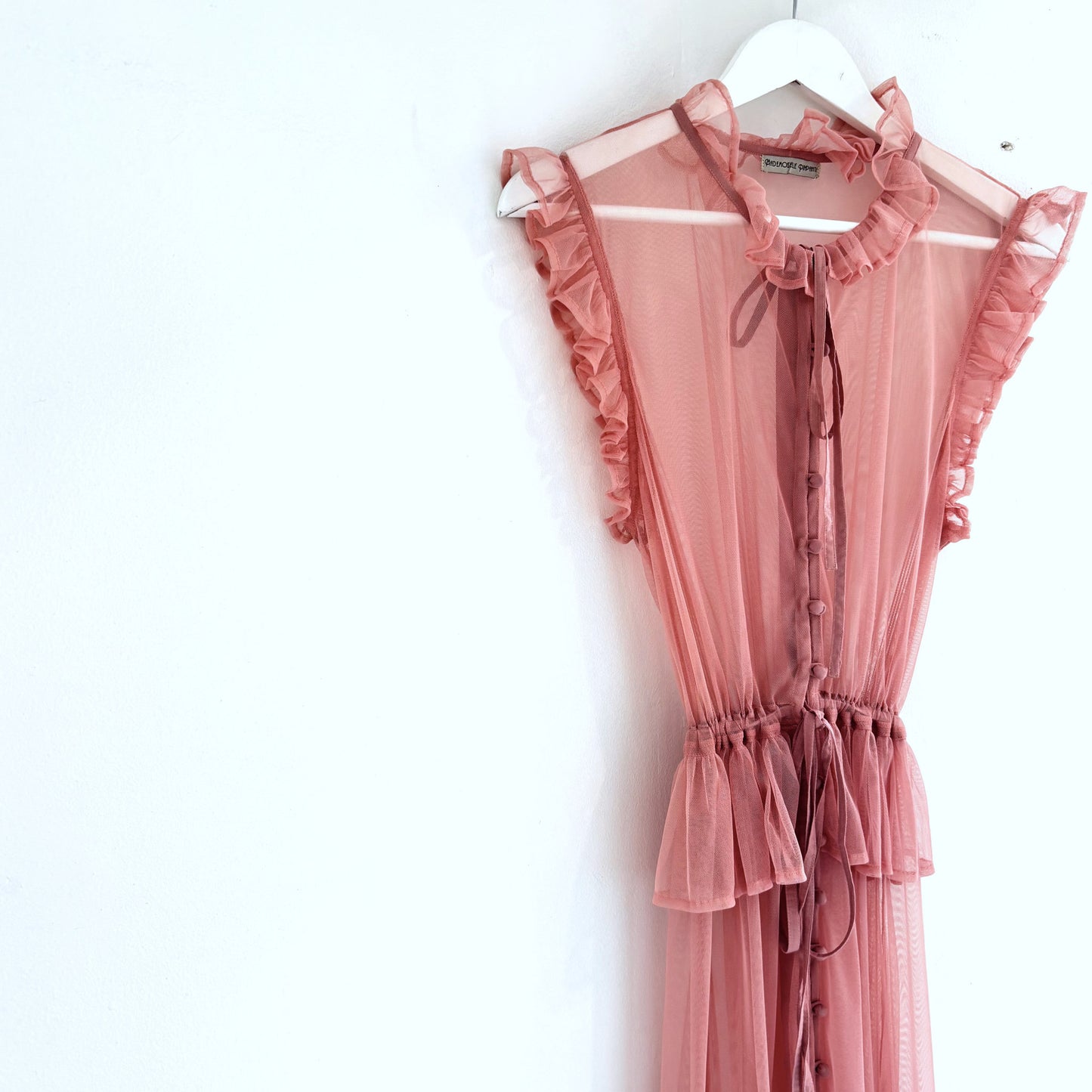 Robe longue Rose SONGE en résille