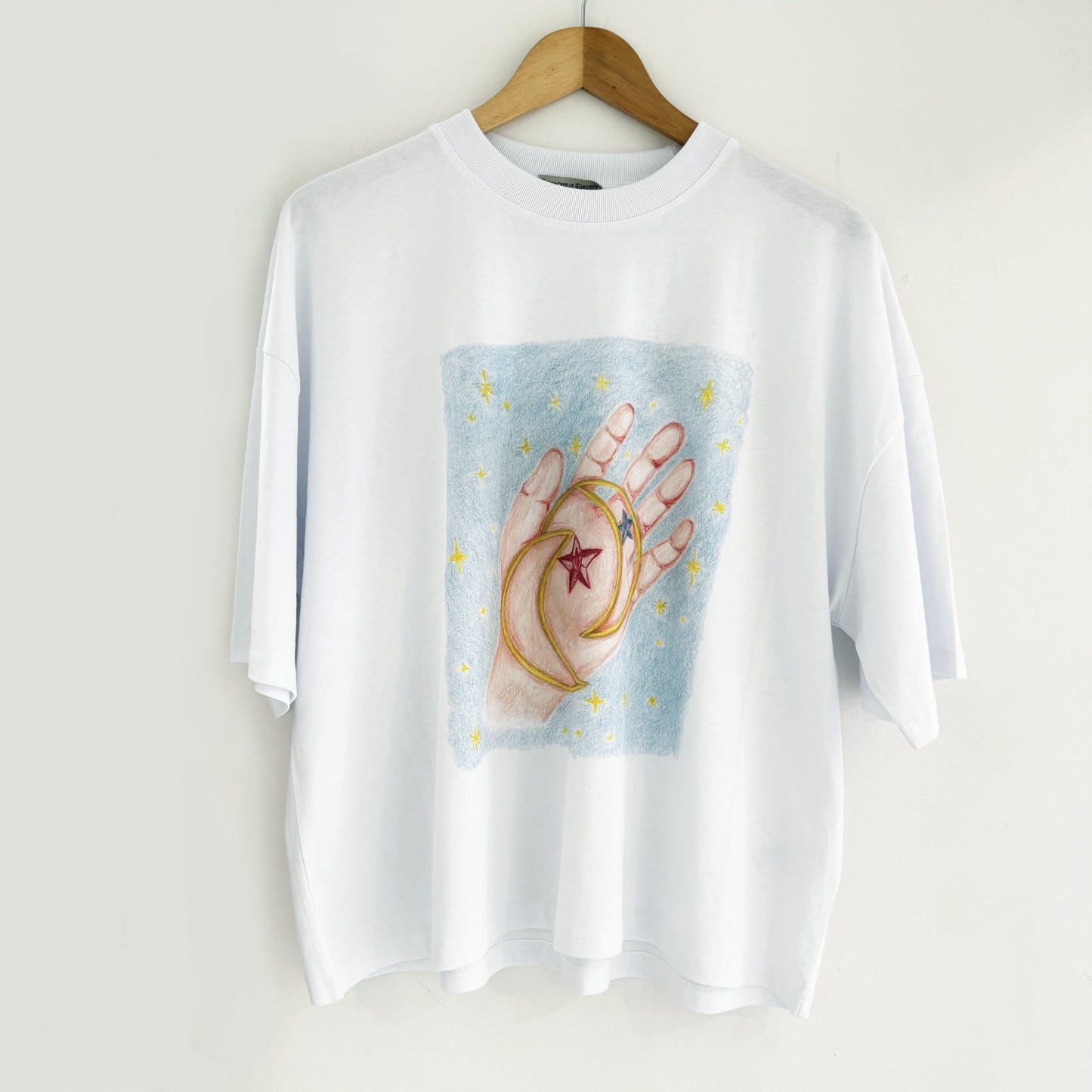 Tee Shirt Blanc Oversized "Moon Catcher"