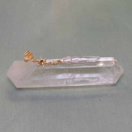 Boucle d'oreille SUN Connexion Brute Grenat