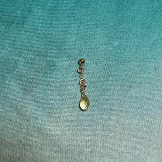 Boucle d'oreille en Laiton Goldfiled avec goutte de citrine