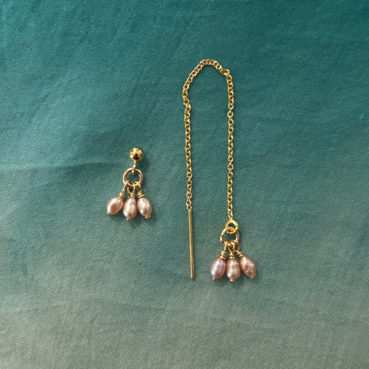 Paire de boucles d'oreilles en Laiton Goldfiled grelot de perles