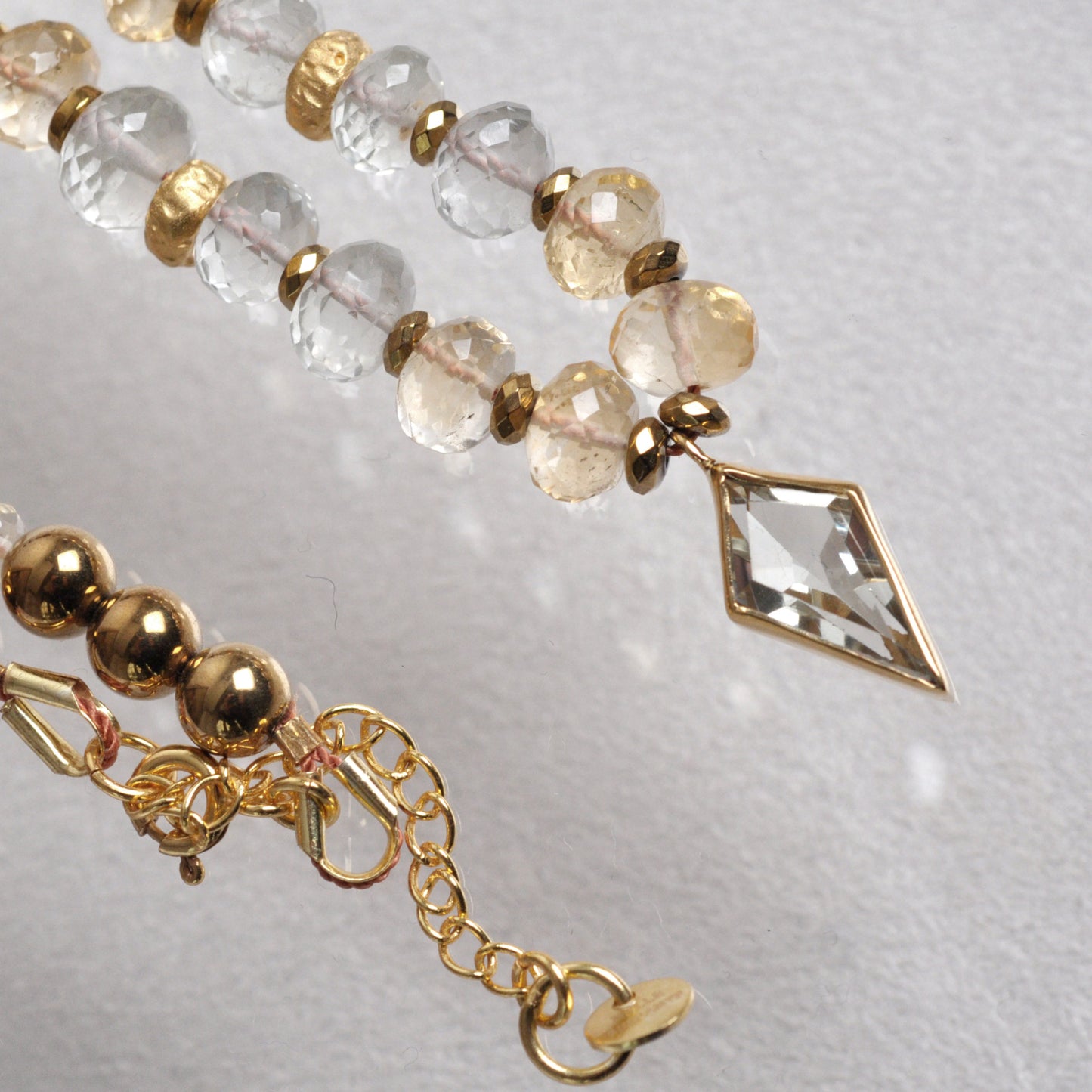 Collier CHUNKY Citrines et Améthystes vertes
