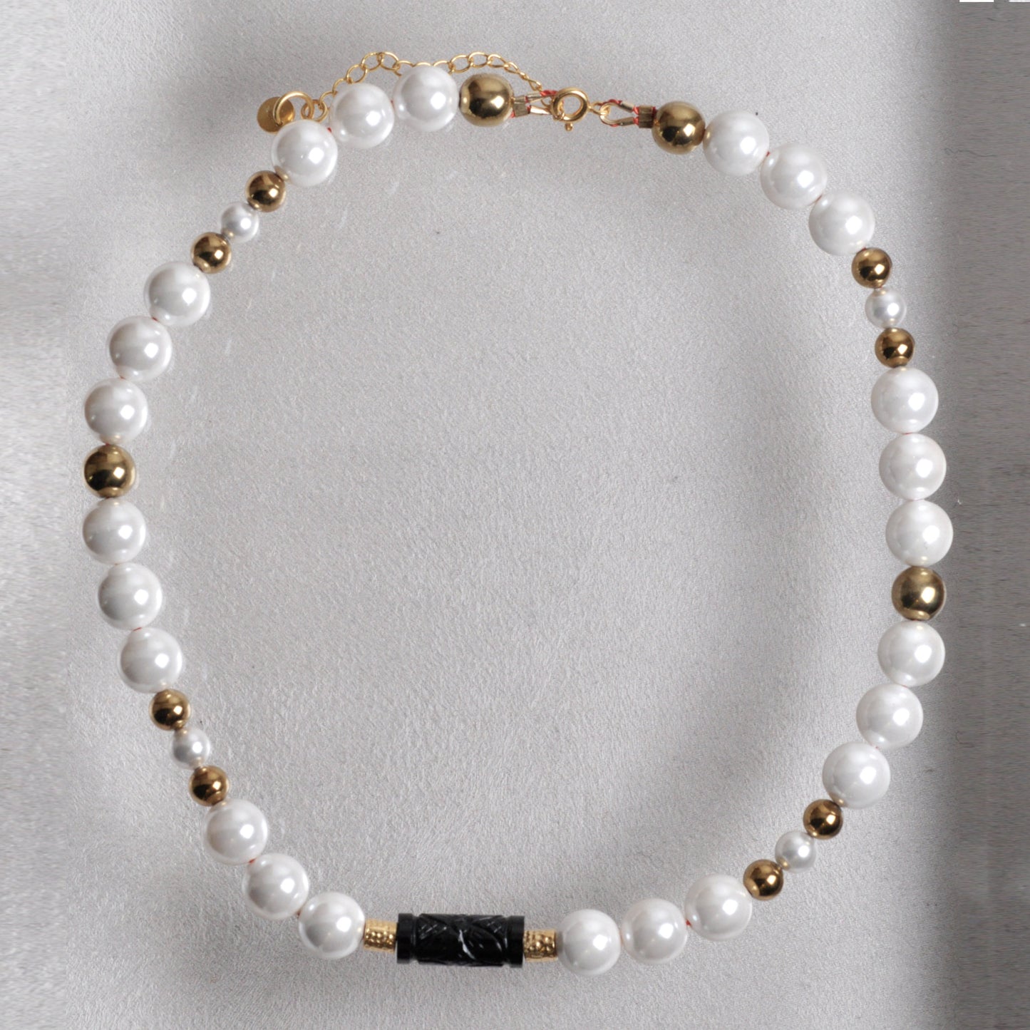 Collier CHUNKY Perles Onyx gravée
