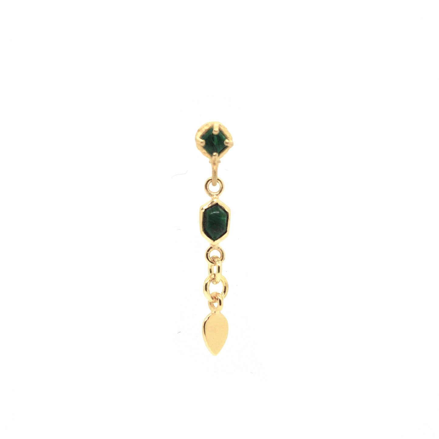 Hexa-set stone and tassel earring
