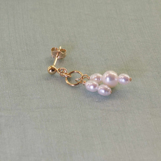 Boucle d'oreille en Laiton Goldfiled 18 K et breloques en perle