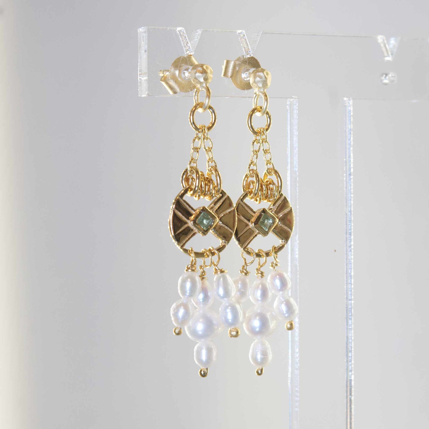 Paire de boucles d'oreilles SOUK Peridot & Perles d'eau douce