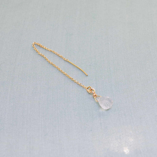 Boucle d'oreille Chaine en Laiton Goldfiled Goutte Pierre de Lune