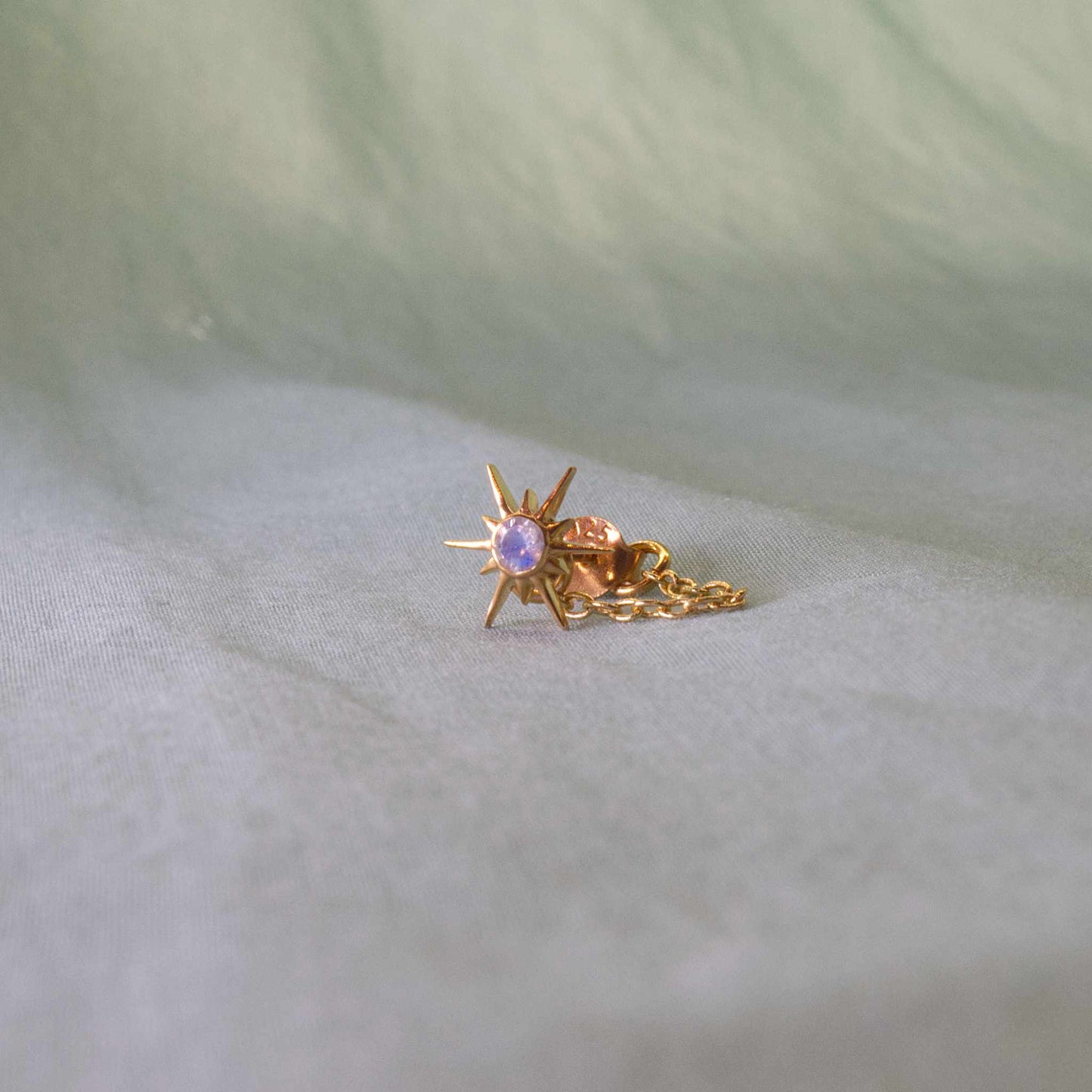 Boucle d'oreille SUN chaine en Pierre de Lune