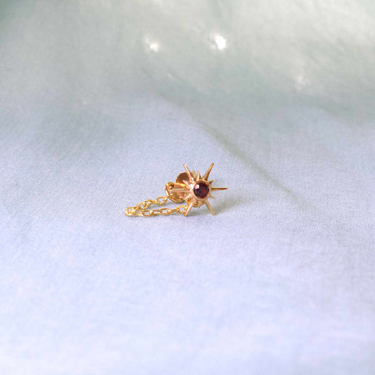 Boucle d'oreille SUN chaine Grenat