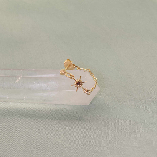 Boucle d'oreille SUN Connexion Grenat