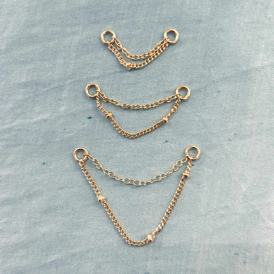 Chaine d'oreille DOUBLE en Argent 925 Plaqué Or 3 microns