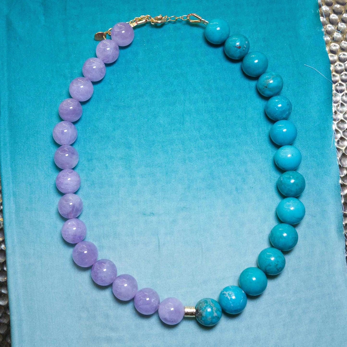 Collier Chocker SUMMER Amethystes Lavande et Turquoises
