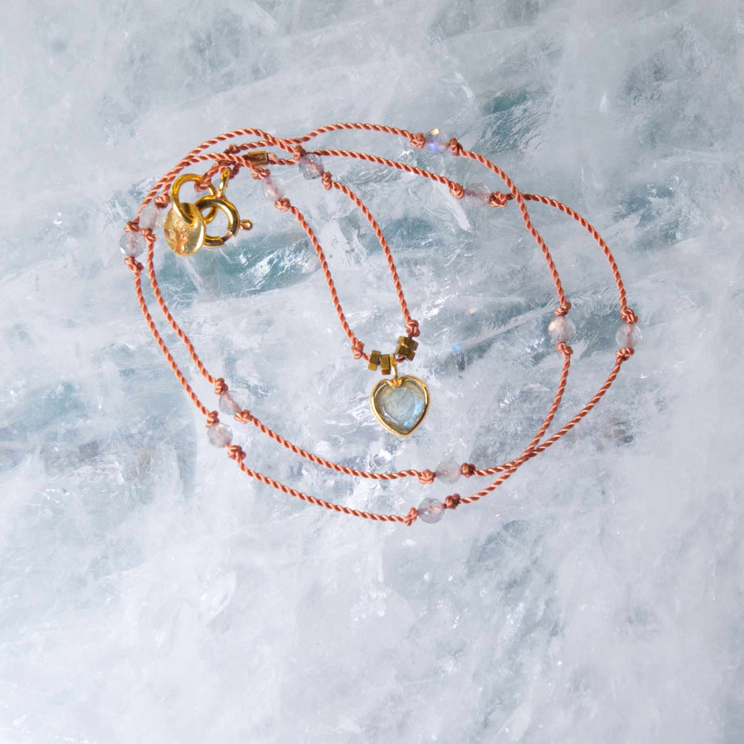 Chocker LOVE Coeur Labradorite et labradorites