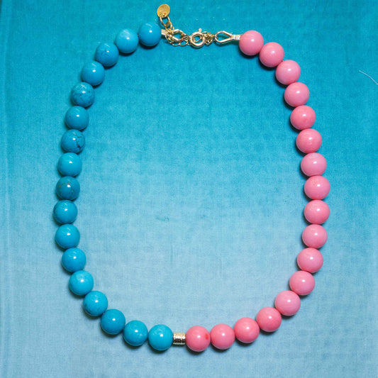 Collier Chocker SUMMER en Turquoise et Corail
