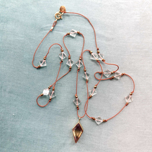 Collier long Losange en Améthystes vertes