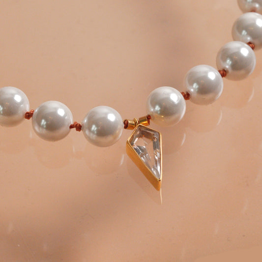 Chunky Beaded Spike Crystal Quartz Necklace