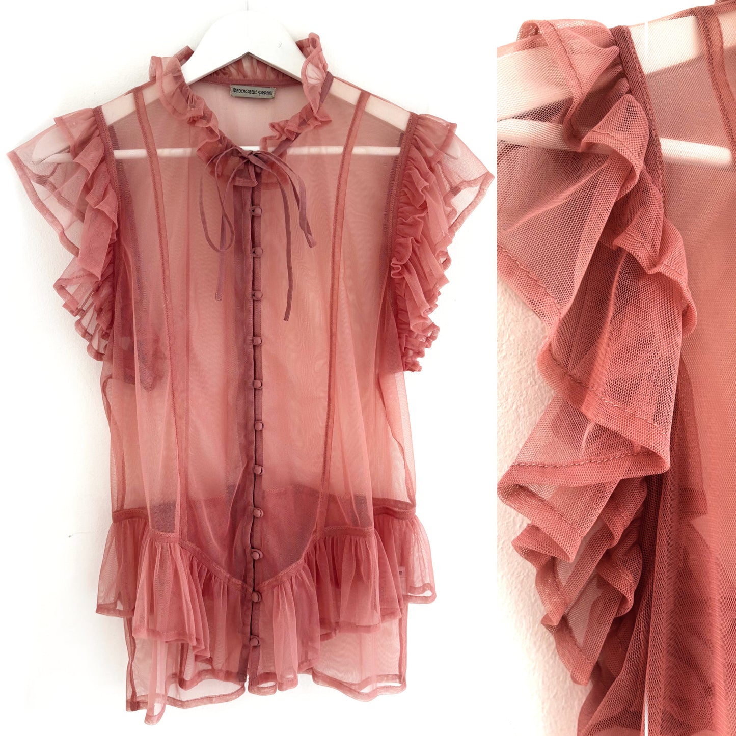 Chemisier PLUME Vieux rose en Résille