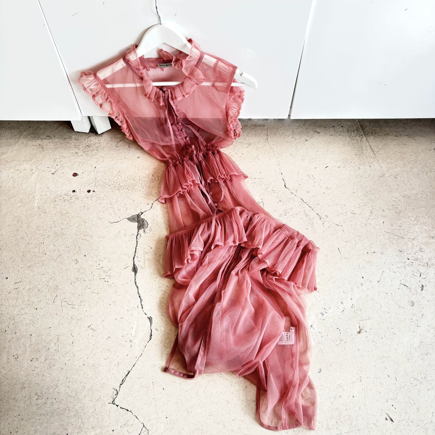 Robe longue Rose SONGE en résille