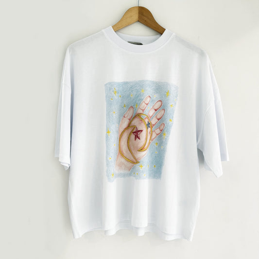 Tee Shirt  Blanc Oversized "Moon Catcher"